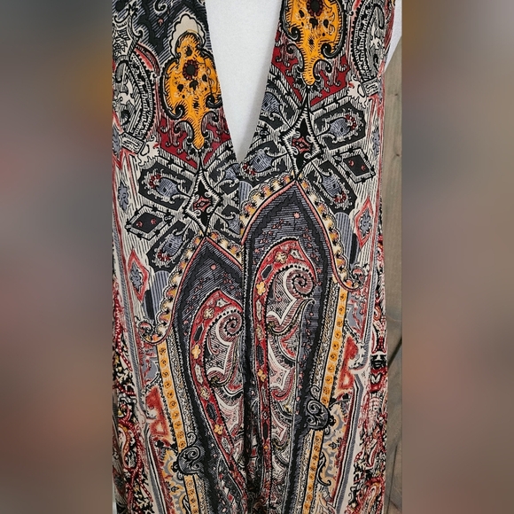 AMERICAN THREADS Paisley Print High Neck Halter Mini Dress.Black/red Multi.M NWT - Picture 8 of 14